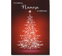 doodlecards Nanna Christmas Card Snowflake Christmas Tree Medium Size Christmas Card for Nanna with Plain Envelope