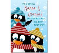 doodlecards Nanna & Grandad Cute Christmas Card Medium Size with Plain Envelope