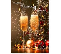 doodlecards Nanny Christmas Card Champagne Medium Size Christmas Card for Nanny with Plain Envelope