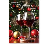 doodlecards Neighbour Christmas Card Red Wine Medium Size Christmas Card for Neighbour with Plain Envelope