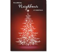 doodlecards Neighbour Christmas Card Snowflake Christmas Tree Medium Size Christmas Card for Neighbour with Plain Envelope