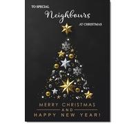 doodlecards Neighbours Christmas Card Black Abstract Christmas Tree Medium Size with Plain Envelope