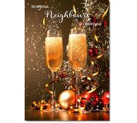 doodlecards Neighbours Christmas Card Champagne Medium Size Christmas Card for Neighbours with Plain Envelope