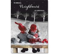doodlecards Neighbours Christmas Card Couple at Night Medium Size Christmas Card for Neighbours with Plain Envelope