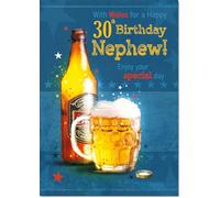 doodlecards Nephew 30th Birthday Card Age 30 Beer Bottle