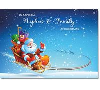 doodlecards Nephew & Family Christmas Card Medium Size with Plain Envelope
