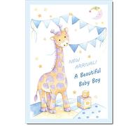 doodlecards New Baby Boy Birth Congratulations Card Giraffe Large A4 Size with Plain Envelope