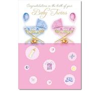 doodlecards New Baby Twins Birth Congratulations Card Baby Basket