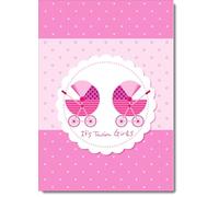 doodlecards New Baby Twins Birth Congratulations Card Twin Prams
