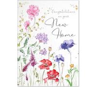 doodlecards New Home Card Wildflowers Spring Flowers Large A4 Size with Plain Envelope