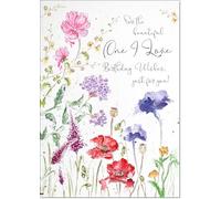 doodlecards One I Love Birthday Card Wildflowers Spring Flowers Large A4 Size with Plain Envelope