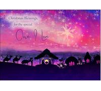 doodlecards One I Love Christmas Card Nativity Scene Evening Watercolour Medium Size Christmas Card for One I Love with Plain Envelope