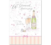 doodlecards Our Diamond 60th Wedding Anniversary Card Champagne Medium Size with Plain Envelope