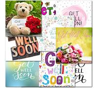 doodlecards Pack 10x Mixed Get Well Cards with envelopes. Multipack Operation Accident In Hospital Male Female Flowers Teddies Floral Gardening Cards. Made in the UK.