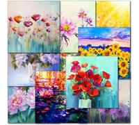 doodlecards Pack 10x Square Female Floral Art Blank Cards with envelopes. Multipack Wild Flowers cards. Ideal for birthday. 100% Recyclable. Made in the UK.