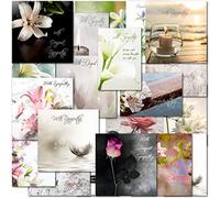 doodlecards Pack 20x Mixed Sympathy, Bereavement, Condolence, Loss of Cards. Multipack Floral, Flowers, Candles cards with Envelopes. 100% Recyclable. Made in the UK.