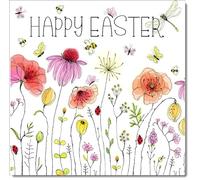 doodlecards Pack of 10 Easter Cards Happy Easter Wildflowers, Standard Square Pack of 10