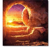 doodlecards Pack of 10 Easter Cards Sunset Three Crosses, Standard Square Pack of 10