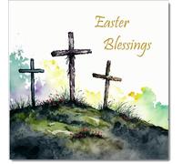 doodlecards Pack of 10 Easter Cards Three Crosses Blessings, Standard Square Pack of 10