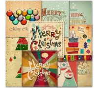doodlecards Pack of 10 Mixed Retro Premium Square Christmas Cards. Printed in UK, Premium Quality & 100% Recyclable.