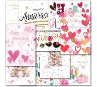 doodlecards Pack of 10 Mixed Wedding Anniversary Cards. Multipack Floral, Hearts, Rings, Modern, Contempory Cards with Envelopes. Printed in UK, 100% Recyclable.