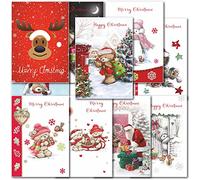 doodlecards Pack of 20 Mixed Festive Cute Standard Size Premium Christmas Cards. Printed in UK, Premium Quality & 100% Recyclable.