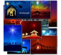 doodlecards Pack of 20 Mixed Nativity Standard Size Premium Christmas Cards. Printed in UK, Premium Quality & 100% Recyclable.