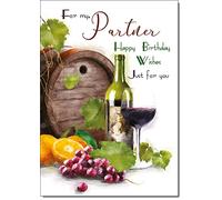 doodlecards Partner Birthday Card Wine Vineyard Medium Size with Plain Envelope