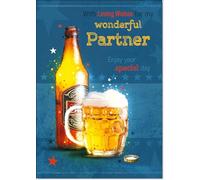doodlecards Partner Male Birthday Card Beer Bottle Large A4 Size with Plain Envelope