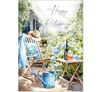doodlecards Retirement Card Relax in the Garden Large A4 Size with Plain Envelope