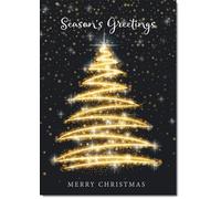 doodlecards Seasons Greetings Christmas Card Black and Gold Abstract Tree Large A4 Size Christmas Card with Plain Envelope