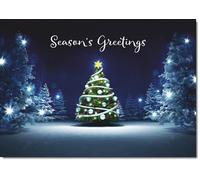 doodlecards Seasons Greetings Christmas Card Tree in Dark Sky Large A4 Size Christmas Card with Plain Envelope