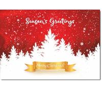 doodlecards Seasons Greetings Christmas Card White Forest with Red Sky Large A4 Size Christmas Card with Plain Envelope