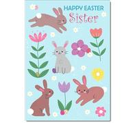 doodlecards Sister Easter Card Happy Bunnies | Medium Size. Includes Plain Envelope for Sending. Printed in the UK on Thick Italian Board. Eco Friendly 100% Recyclable.