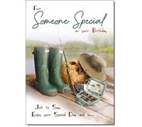 doodlecards Someone Special Birthday Card Fishing Medium Size with Plain Envelope