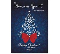 doodlecards Someone Special Christmas Card Blue Abstract Christmas Tree Large A4 Size Christmas Card for Someone Special with Plain Envelope