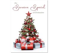 doodlecards Someone Special Christmas Card Christmas Tree and Parcels Large A4 Size Christmas Card for Someone Special with Plain Envelope