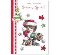 doodlecards Someone Special Christmas Card Cute Bear Medium Size with Plain Red Envelope, 21 x 15cm