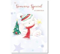 doodlecards Someone Special Christmas Card Cute Rabbit with Star Large A4 Size Christmas Card for Someone Special with Plain Envelope