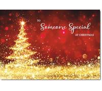 doodlecards Someone Special Christmas Card Gold Abstract ChristmasTree Large A4 Size Christmas Card for Someone Special with Plain Envelope