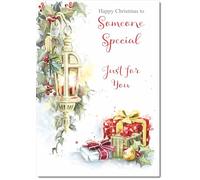 doodlecards Someone Special Christmas Card Lamp and Parcels Large A4 Size Christmas Card for Someone Special with Plain Envelope