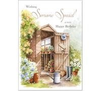 doodlecards Someone Special Male Birthday Card Garden Shed Large A4 Size with Plain Envelope
