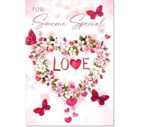 doodlecards Someone Special Valentine's Day Card Floral Love Heart Large A4 Size with Plain Envelope