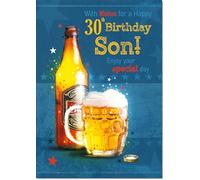 doodlecards Son 30th Birthday Card Age 30 Beer Bottle