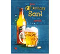 doodlecards Son 60th Birthday Card Age 60 Beer Bottle