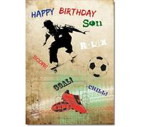 doodlecards Son Birthday Card Football and Skateboarding
