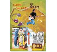 doodlecards Son Birthday Card Grunge and Skateboarding
