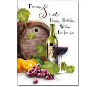 doodlecards Son Birthday Card Wine Vineyard Medium Size with Plain Envelope