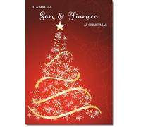 doodlecards Son & Fiancee Christmas Card Medium Size with Plain Envelope