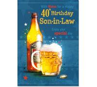 doodlecards Son-in-Law 40th Birthday Card Age 40 Beer Bottle